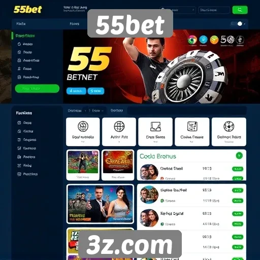 Interface e usabilidade do site 55bet