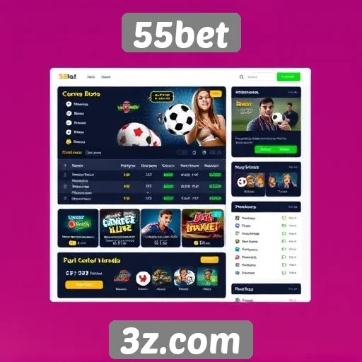 Análise da interface do usuário do site 55bet